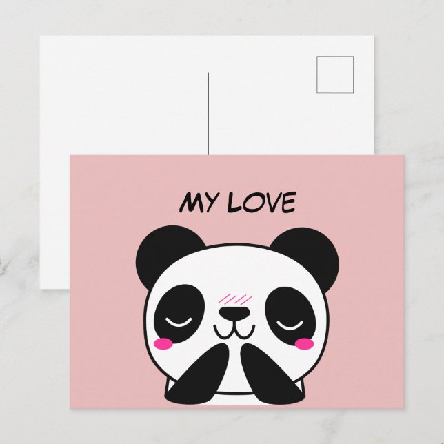 Carte postale Kawaii Cute Panda (Devant / Derrière)
