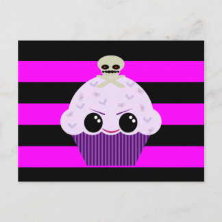 Carte Postale Kawaii Éffrayant Cupcake Crâne Araignées chauves-s