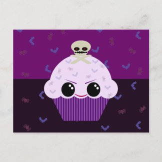 Carte Postale Kawaii Éffrayant Cupcake Crâne Araignées chauves-s