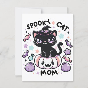 Carte Postale Kawaii Halloween Chat - Jolie sorcière Kitty sur C
