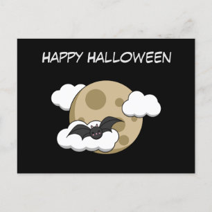 Carte Postale Kawaii Happy Bat Voler sur la Pleine lune Ajoute