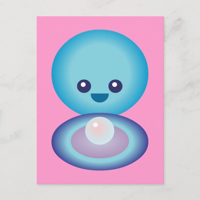 Carte Postale Kawaii Happy Clam (Devant)