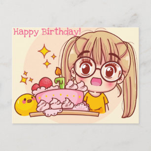 Carte Postale Kawaii Joyeux anniversaire