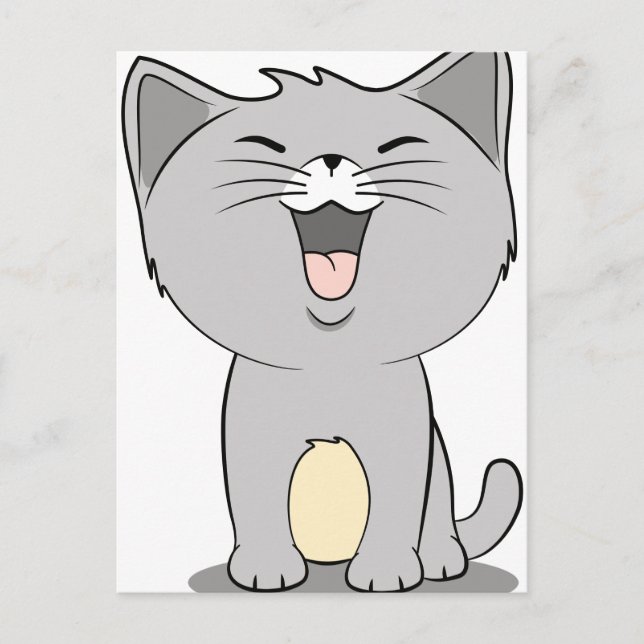 Carte Postale Kawaii kitten grey (Devant)