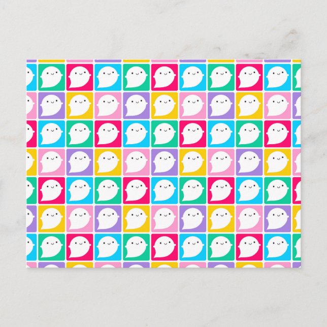 Carte Postale Kawaii Little Ghosts coloré (Devant)