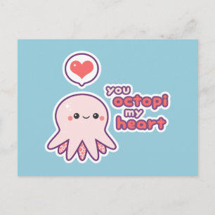 Carte Postale Kawaii Love Octopus