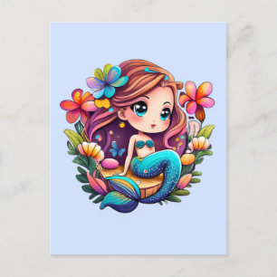 Carte Postale Kawaii Mermaid