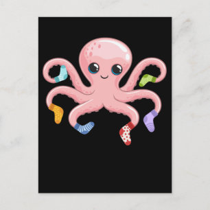 Carte Postale Kawaii Octopus Cute Kraken Animal marin