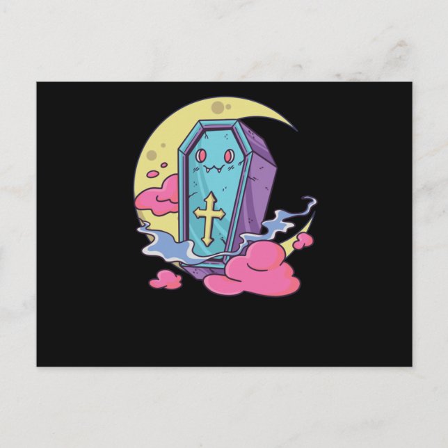 Carte Postale Kawaii Pastel Couleurs gothique Cute Goth Coffin (Devant)