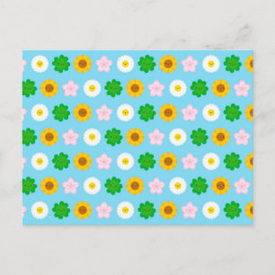 Carte Postale Kawaii Spring Flowers (Blue)
