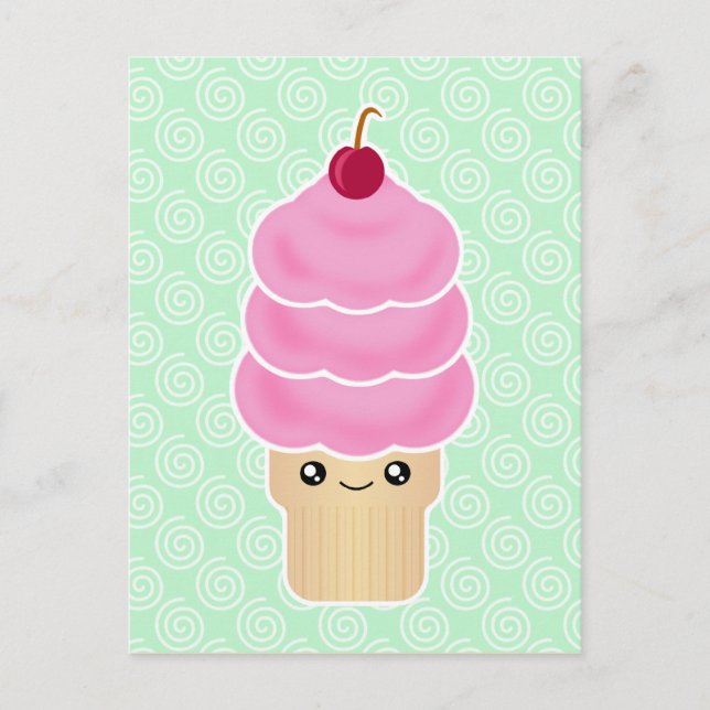 Carte Postale Kawaii triple scoop crème glacée (Devant)