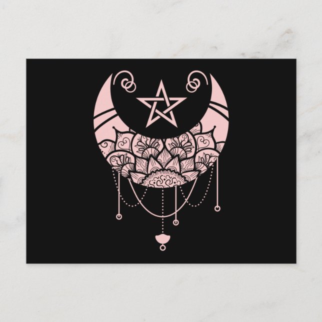 Carte Postale Kawaii Witchy Crescent Pastel Goth Moon (Devant)