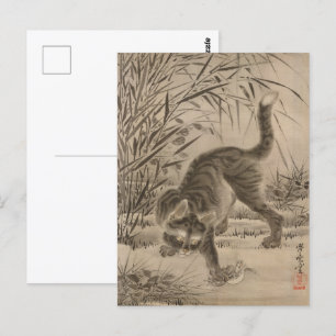 Carte Postale Kawanabe Kyosai Chat attraper une grenouille Art j