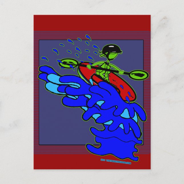 Carte Postale Kayak au-dessus des chemises et objets de cascade (Devant)