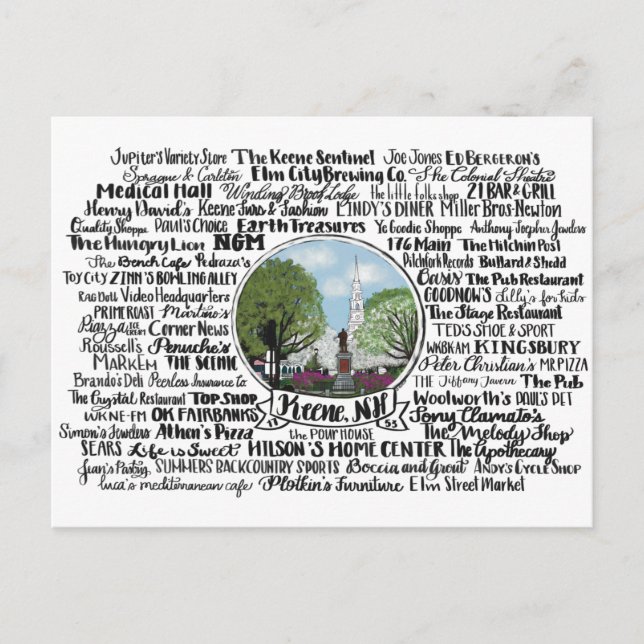 Carte Postale Keene, NH - Maintenant et puis (Devant)