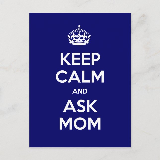 Carte Postale Keep Calm and Ask Mom (Devant)