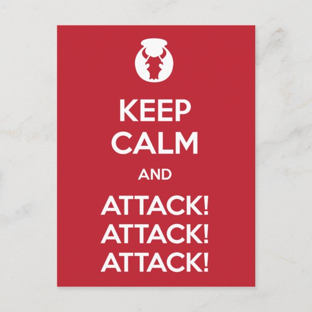 Carte Postale Keep Calm and Attack3x postcard (Devant)