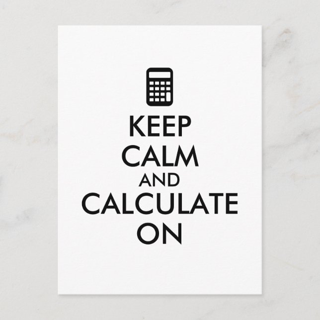 Carte Postale Keep Calm and Calculate On Calculator Custom (Devant)
