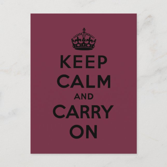 Carte Postale keep calm and carry on original (Devant)