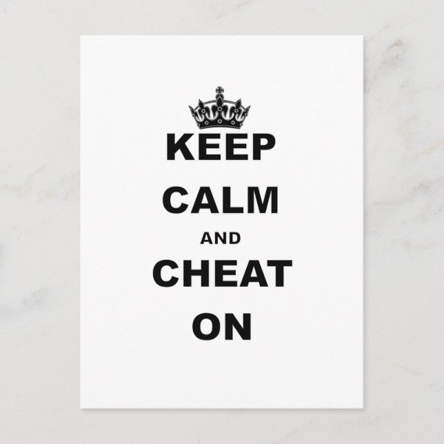 CARTE POSTALE KEEP CALM AND CHEAT ON (Devant)
