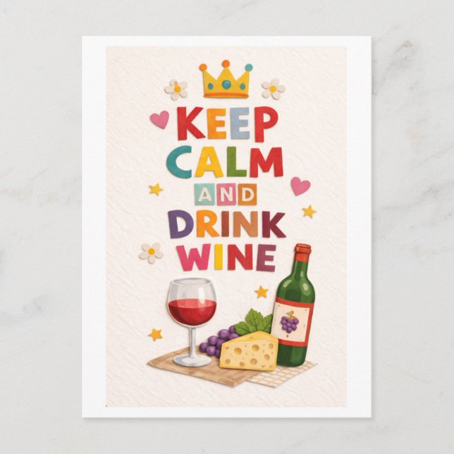Carte Postale "Keep Calm and Drink Wine" (Devant)