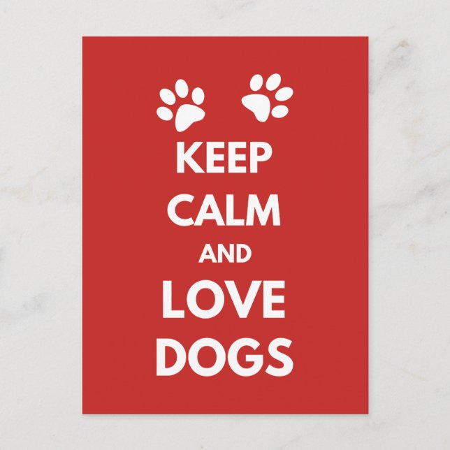 Carte Postale Keep calm and love dogs (Devant)