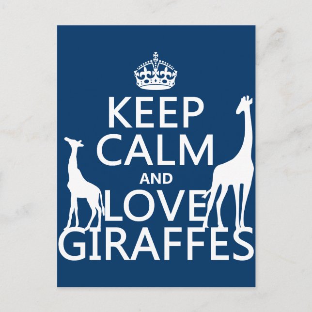 Carte Postale Keep Calm and Love Giraffes - all colours (Devant)
