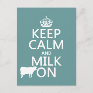 Carte Postale Keep Calm and Milk On (cows) (in all colors)