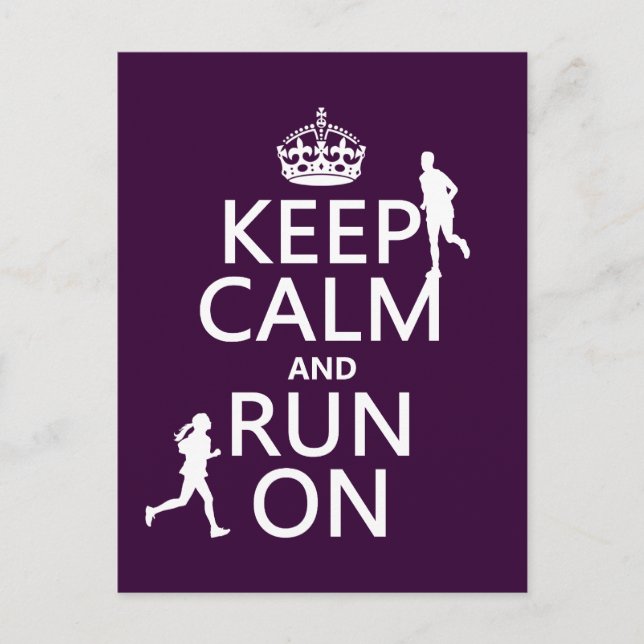 Carte Postale Keep Calm and Run On (customizable colors) (Devant)