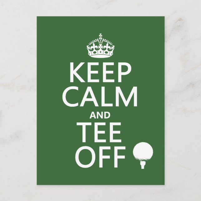 Carte Postale Keep Calm and Tee Off - Golf presents, tous colors (Devant)