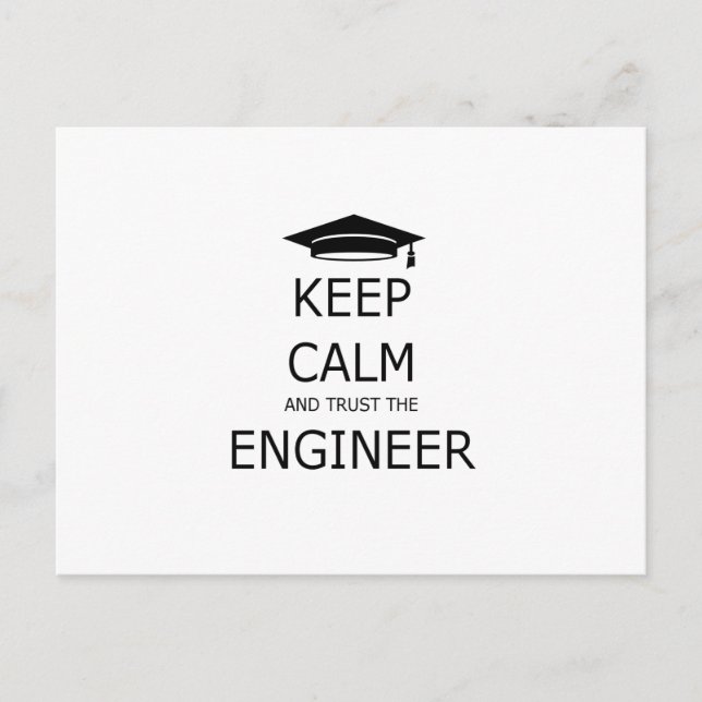 Carte Postale Keep calm and trust the engineer (Devant)