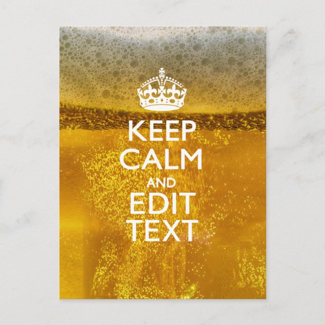 Carte Postale Keep Calm and Your Text for some Cold Beer (Devant)