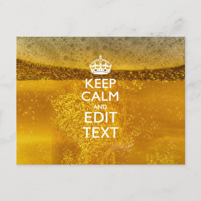 Carte Postale Keep Calm and Your Text for some Cold Beer (Devant)