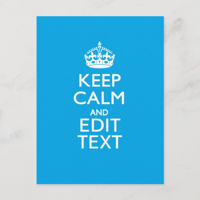 Carte Postale Keep Calm and Your Text on Sky Blue Decor (Devant)