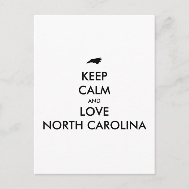 Carte Postale KEEP CALM et LOVE NORTH CAROLINA (Devant)