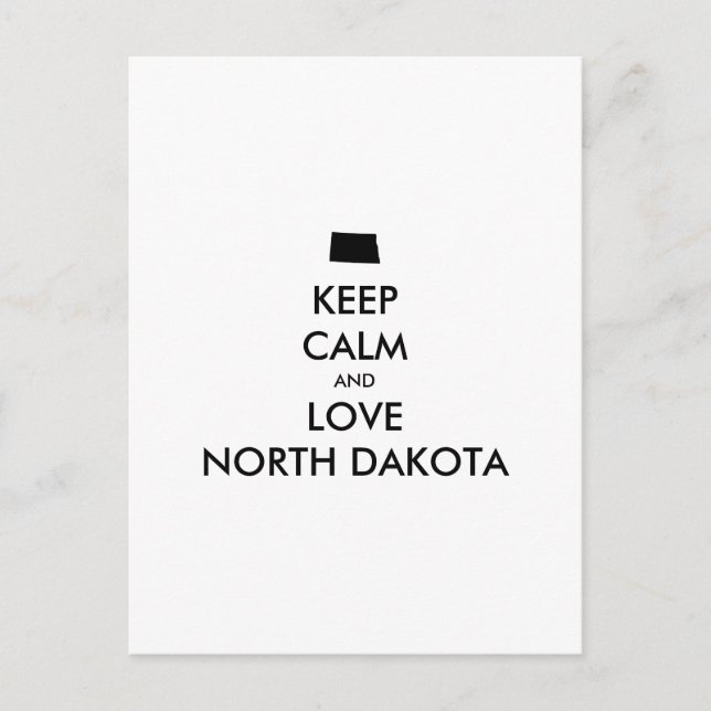 Carte Postale KEEP CALM et LOVE NORTH DAKOTA (Devant)