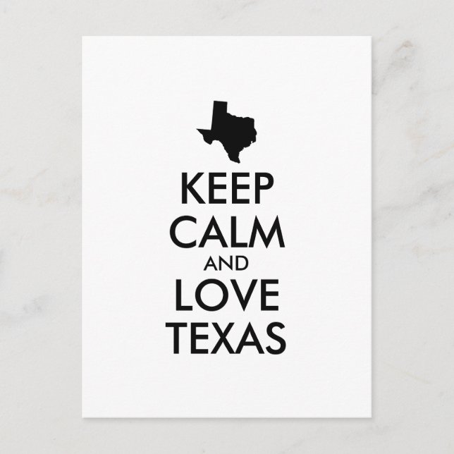 Carte Postale KEEP CALM et LOVE TEXAS personnalisables (Devant)