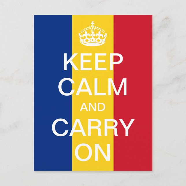 Carte Postale KEEP CALM personnalisé et CARRY ON - drapeau rouma (Devant)