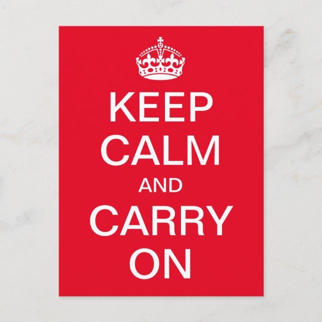 Carte Postale KEEP CALM personnalisé et CARRY ON - mots blancs (Devant)