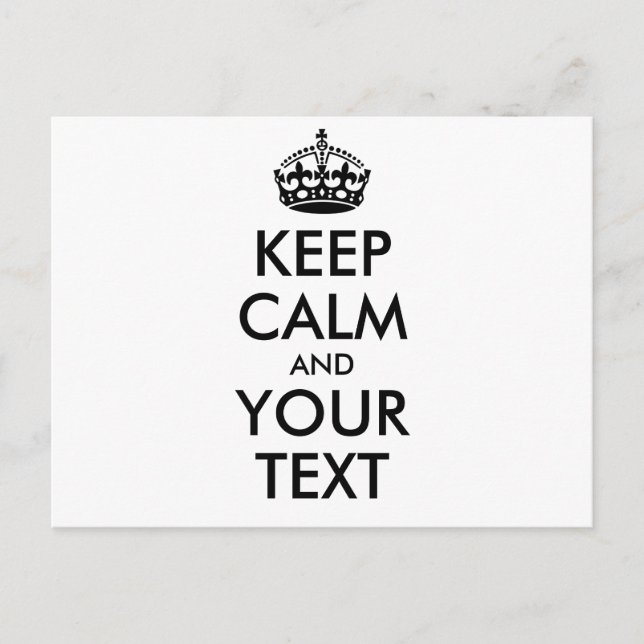 Carte Postale KEEP CALM personnalisé et votre texte - noir (Devant)