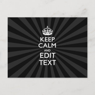Carte Postale KEEP CALM personnalisé et votre texte sur Sunburst