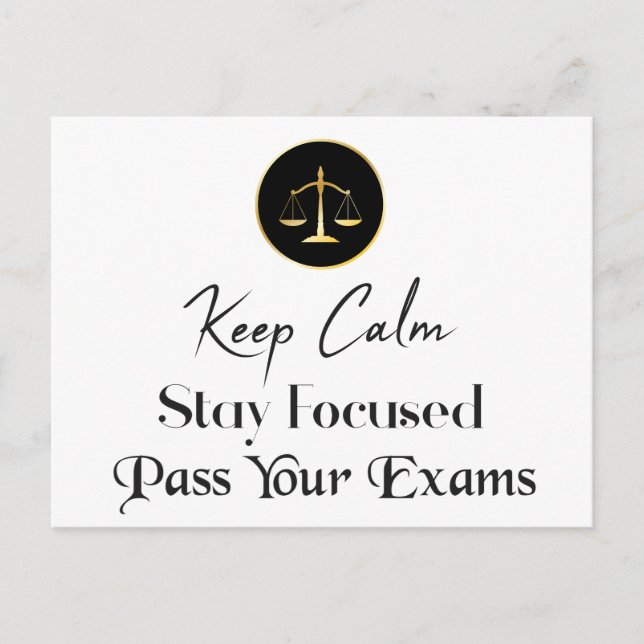 Carte Postale Keep calm. Restez Concentrés. Passez L'Examen Bar. (Devant)
