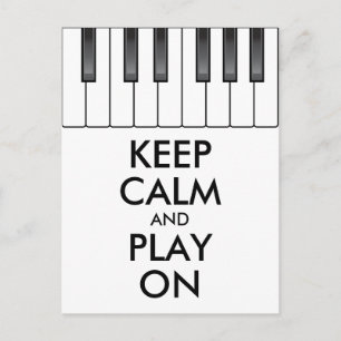 Carte Postale KEEP CALME personnalisé et JOUER ON - piano clavie