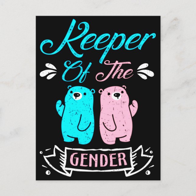 Carte Postale Keeper of the Gender Pink and Blue Teddy Bear (Devant)