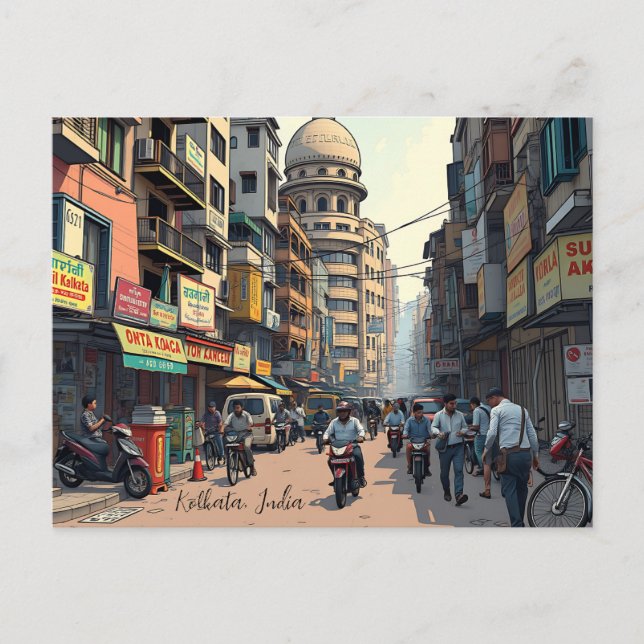 Carte Postale Keepsaké Souvenir pour le centre-ville de Kolkata, (Devant)