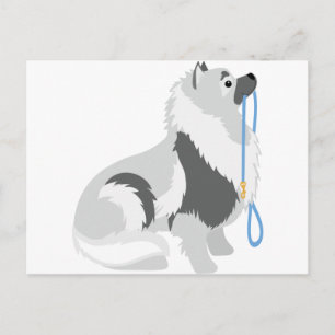 Carte Postale Keeshond Leash