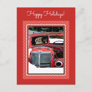 Carte Postale Keeshond Noël Vieux Camion Peinture Chien Art