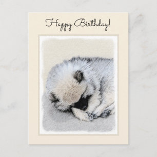 Carte Postale Keeshond Sleeping Puppy Peinture Chien Art origina