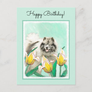 Carte Postale Keeshony in Tulips Peinture mignonne Original Chie