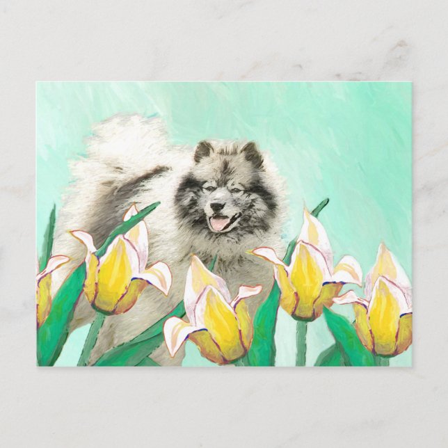 Carte Postale Keeshony in Tulips Peinture mignonne Original Chie (Devant)
